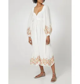 Zimmermann Mae Floral Embroidered Midi Dress White Floral Size 1 / UK 10 for rent on The Volte - image 1
