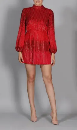 RIXO Samantha Mini Dress Red Size UK 10 for rent on The Volte - image 1