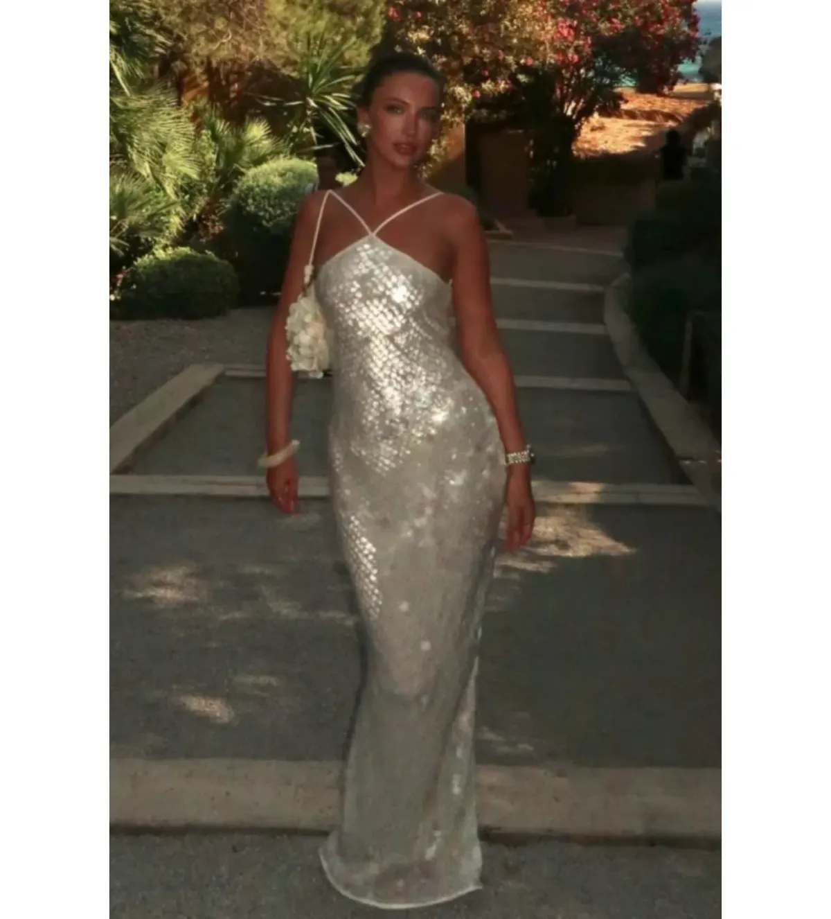 Rat & Boa Emmanuella Dress White Sequin Size M/UK 10 - Image 3