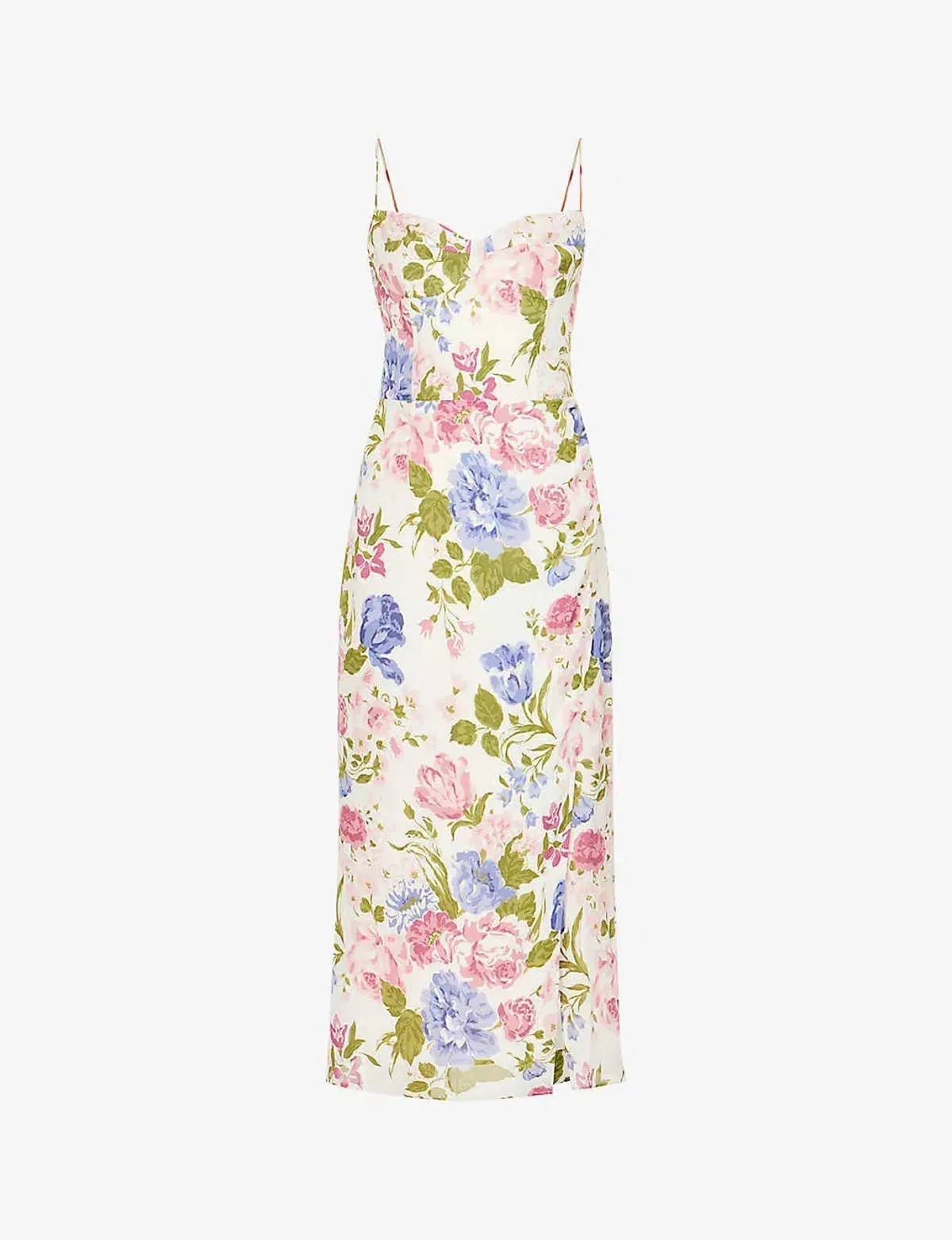 Reformation Kourtney Midi Dress White Floral Print Size UK 12 - Image 6