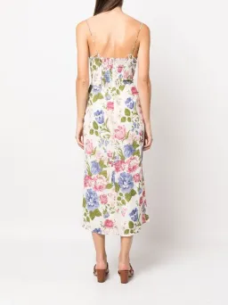 Reformation Kourtney Midi Dress White Floral Print Size UK 12 for rent on The Volte - image 3