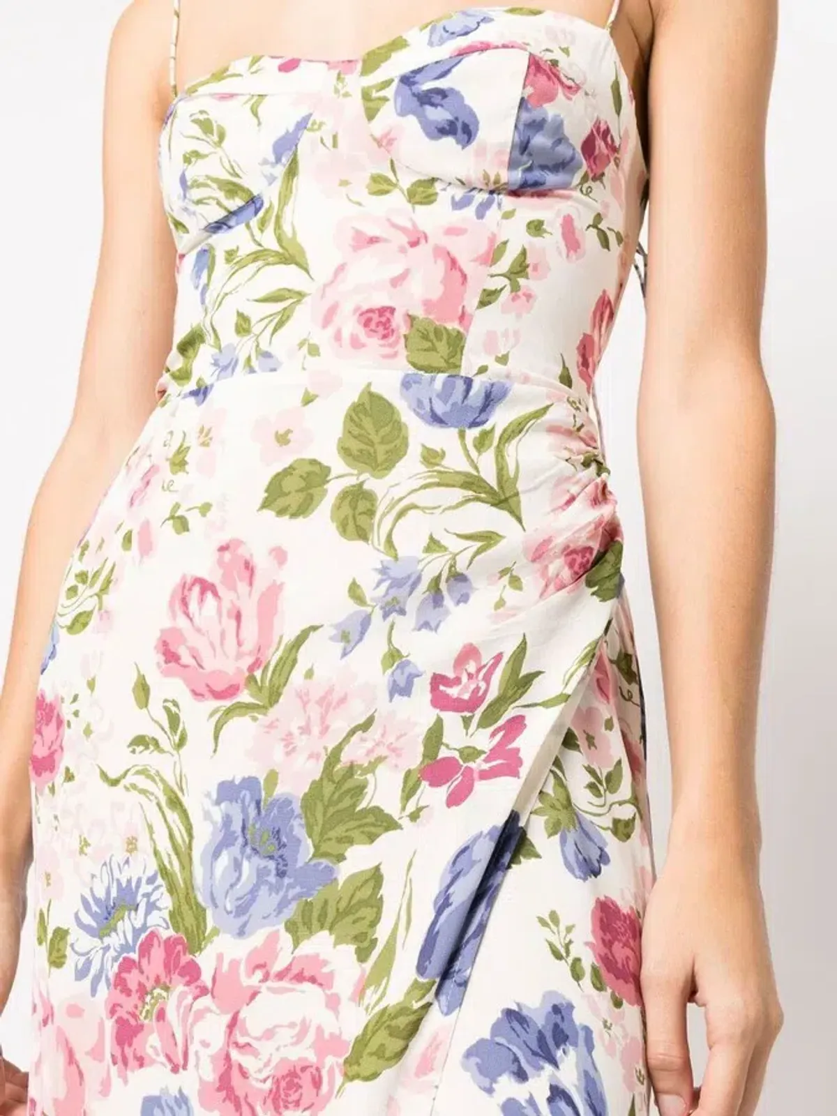 Reformation Kourtney Midi Dress White Floral Print Size UK 12 - Image 4