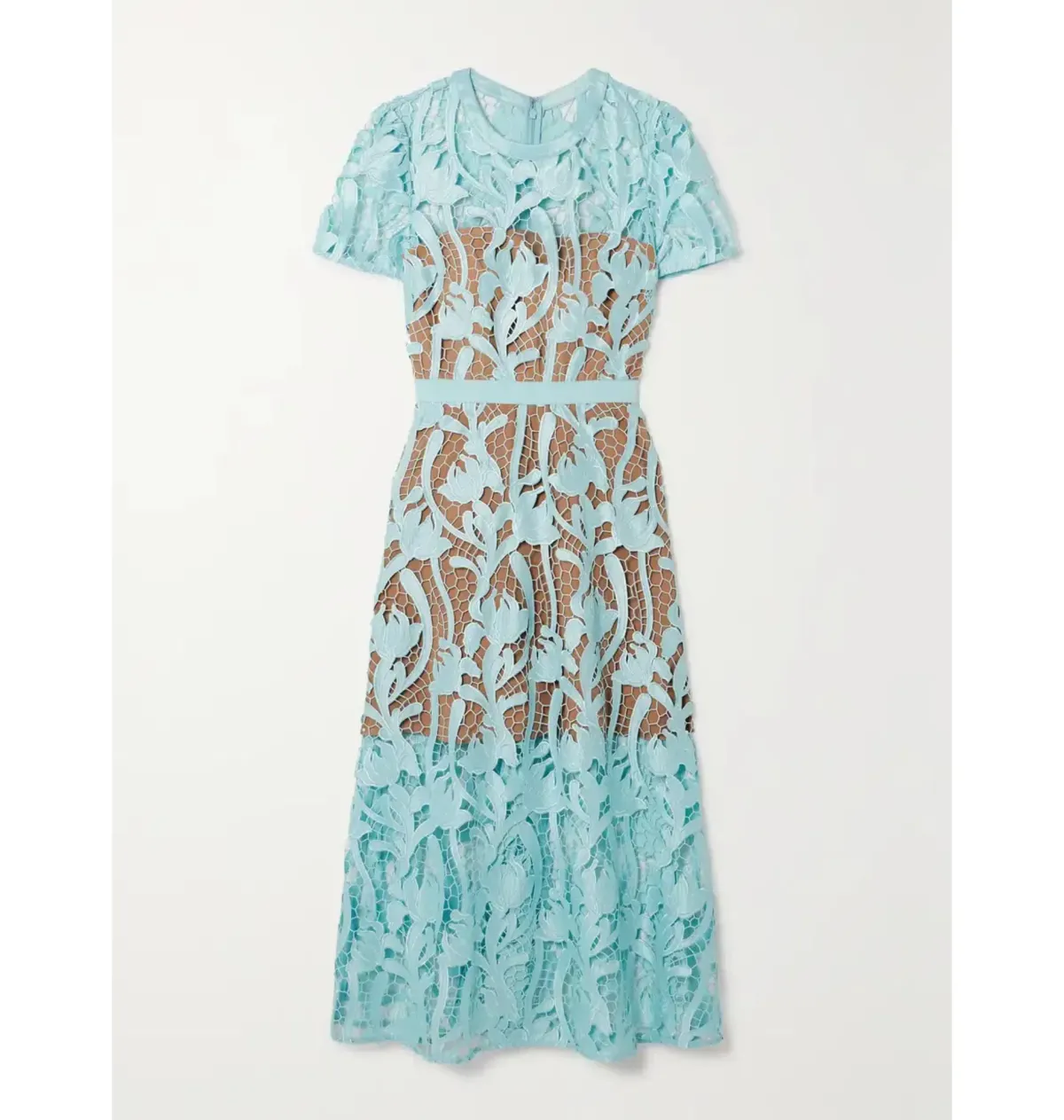 Self-portrait Grosgrain Guipure Lace Midi Dress Blue Size UK 12 - Image 3