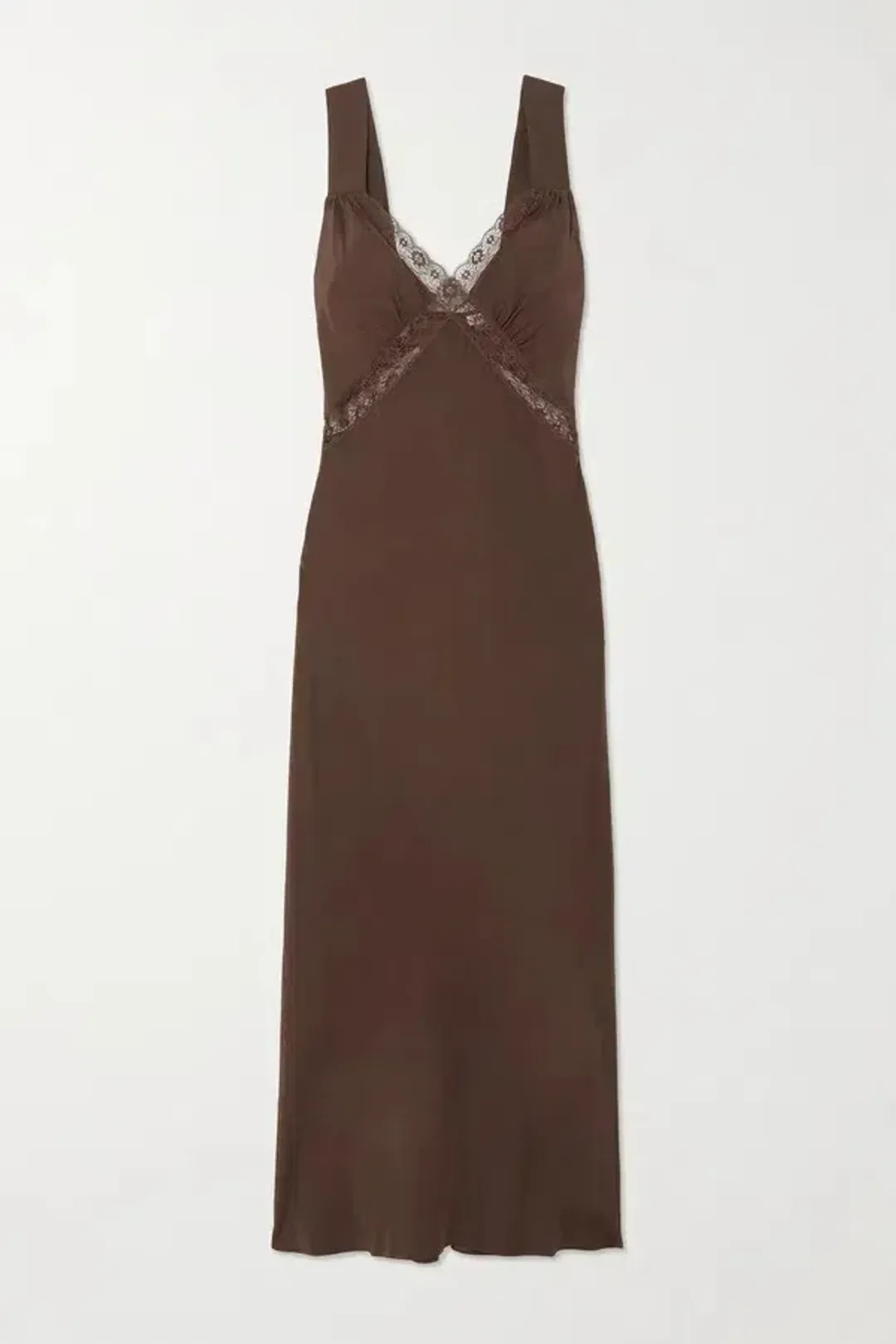 Reformation Provence Silk Midi Dress Cafe Brown Size M / UK 10 for rent on The Volte - main image