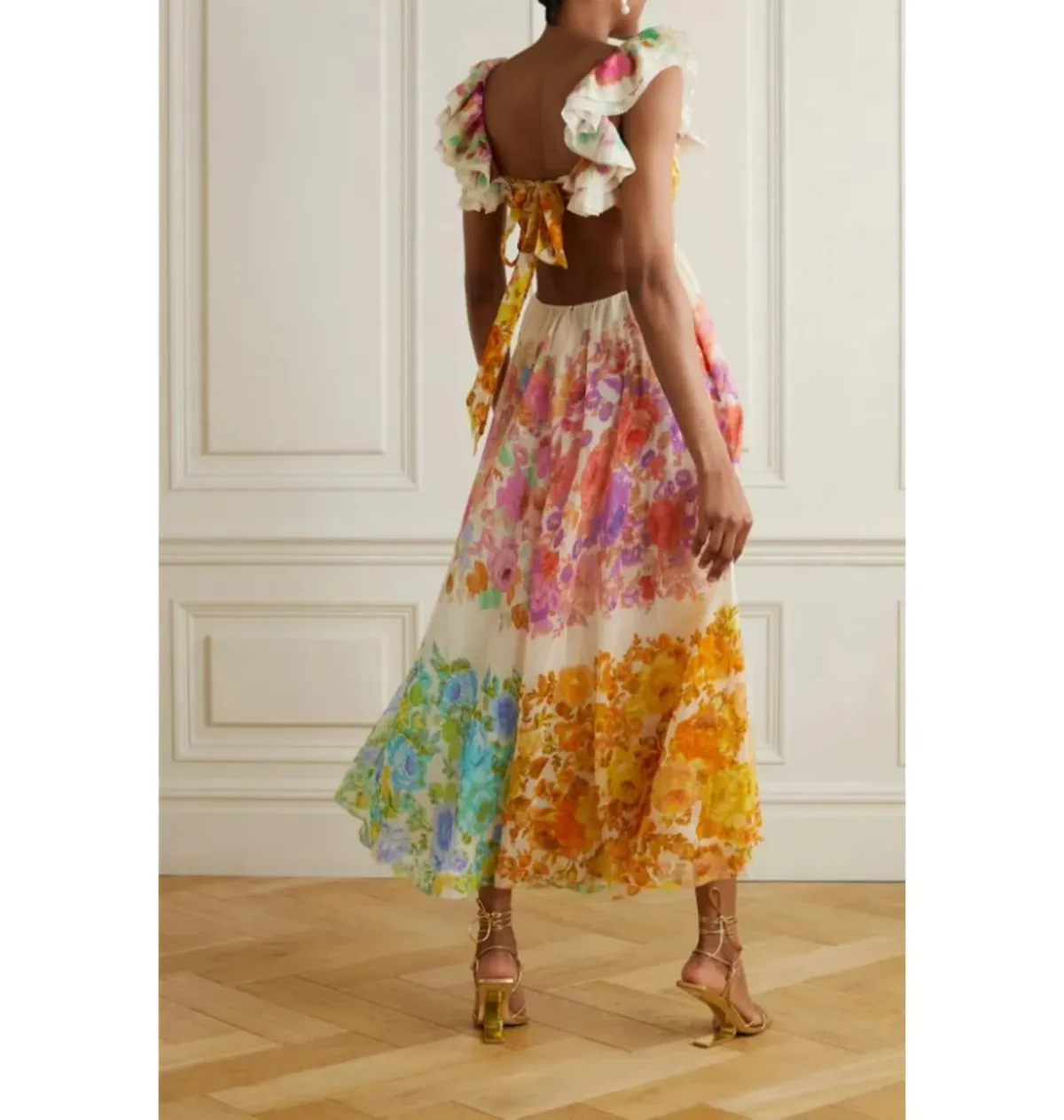 Zimmermann Raie Cut Out Dress Multi Size UK 12 - Image 2