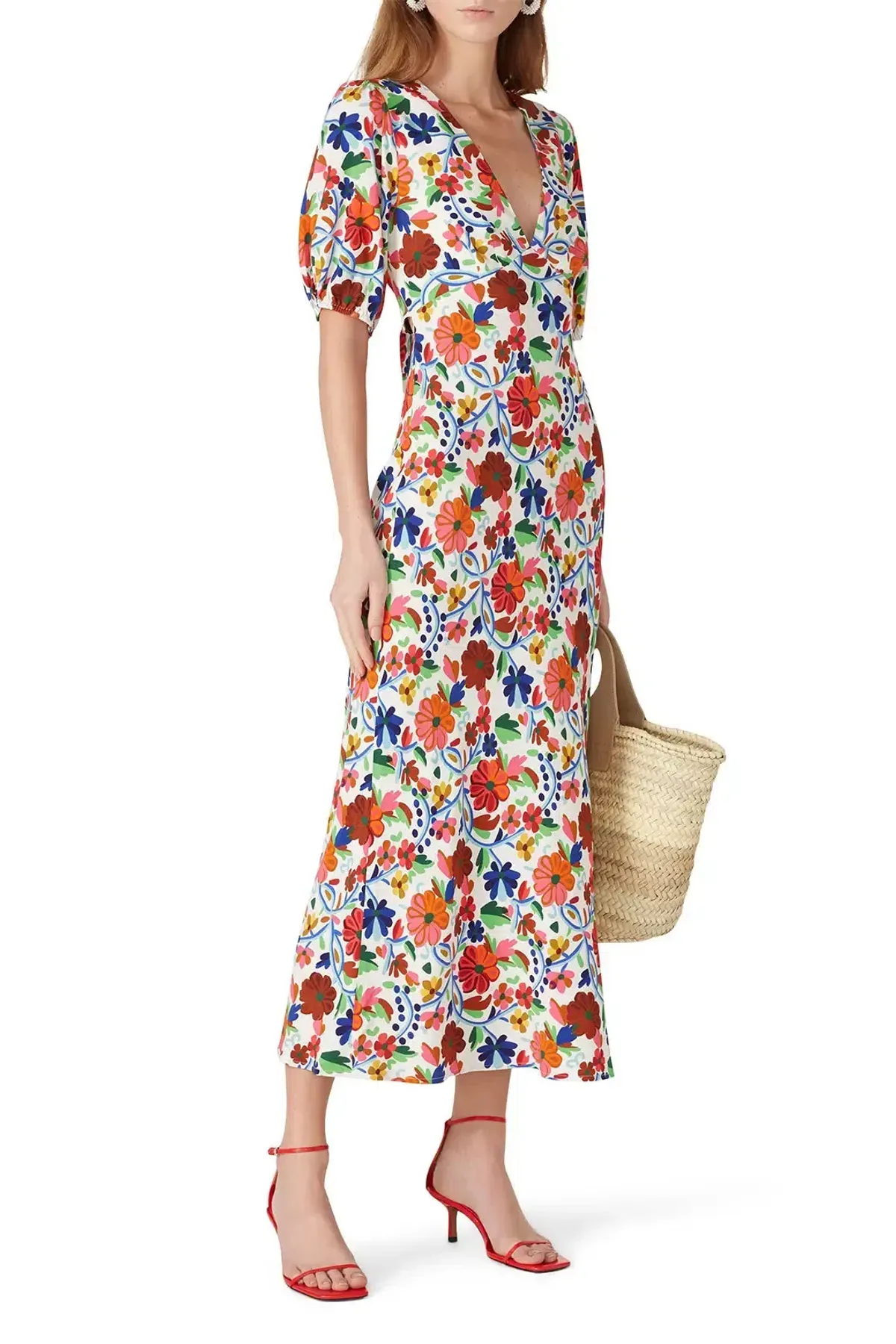 RIXO Steph Midi Dress Floral Size UK 10 for rent on The Volte - main image
