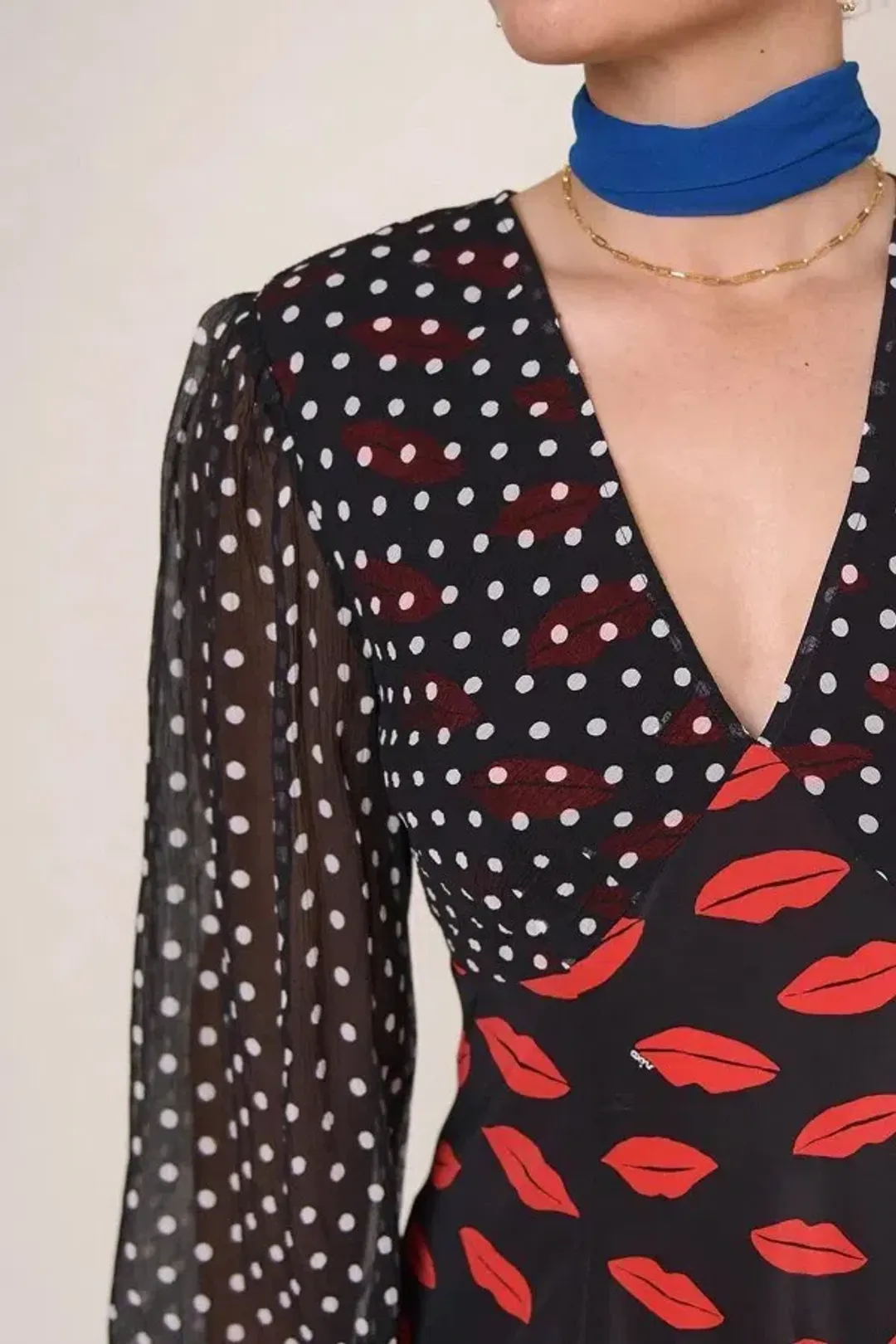 Rixo Lia Lip Mini Dress Kiss Print Size S / UK 10 for rent on The Volte - main image