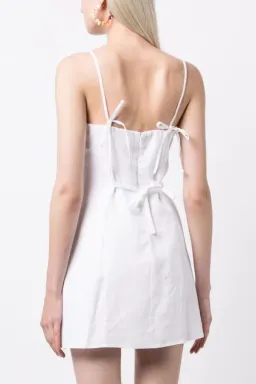 Reformation Tovianna Linen Mini Dress White Size UK 12 for rent on The Volte - image 2