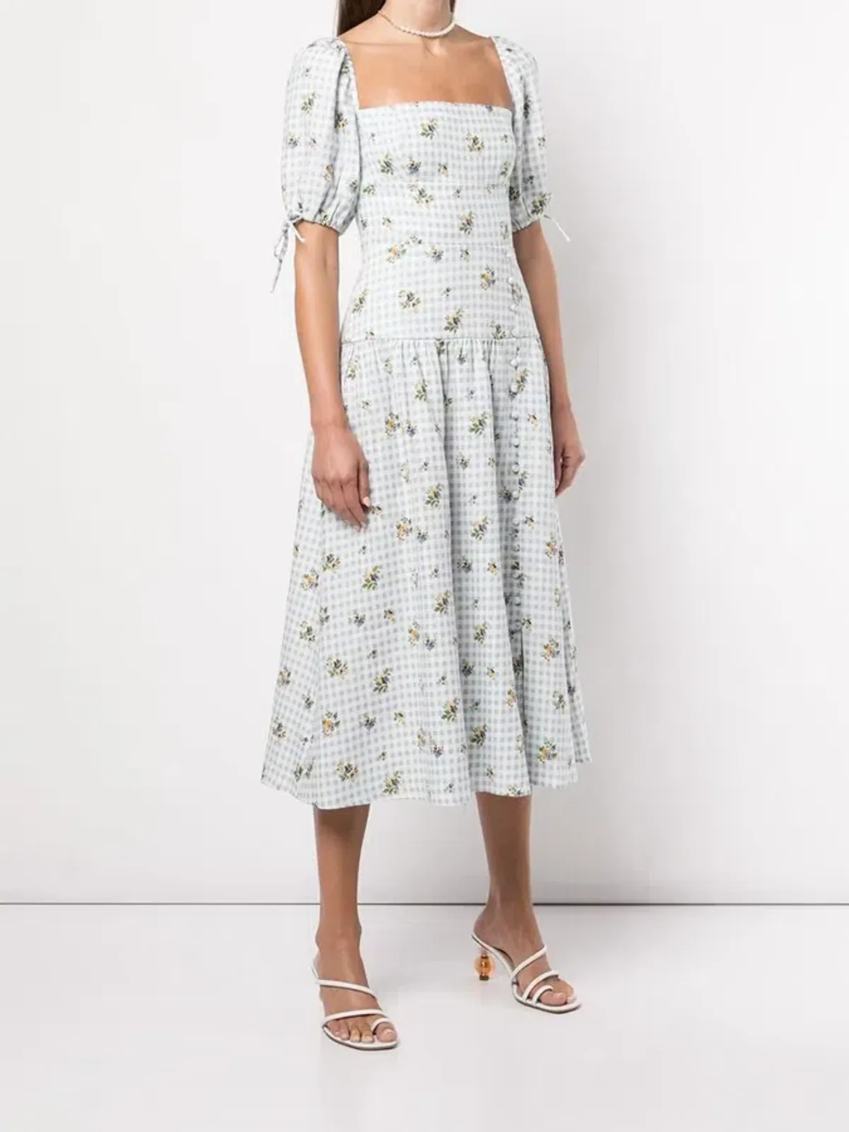 Reformation Melony Linen Midi Dress Floral Size UK 12 - Image 1