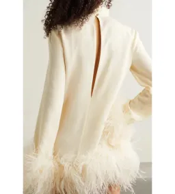 Taller Marmo Gina feather Mini Dress Ivory Size 8 for rent on The Volte - image 3