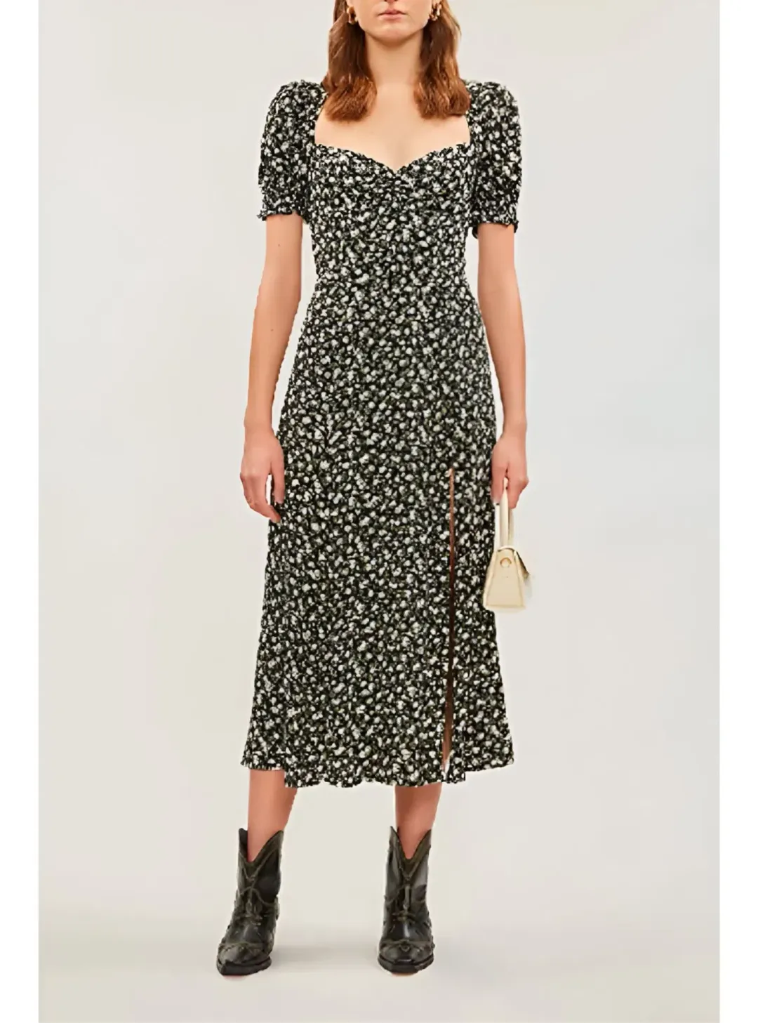 Reformation Lacey Cherie Abstract Print Midi Dress Floral Size UK 12 for rent on The Volte - main image
