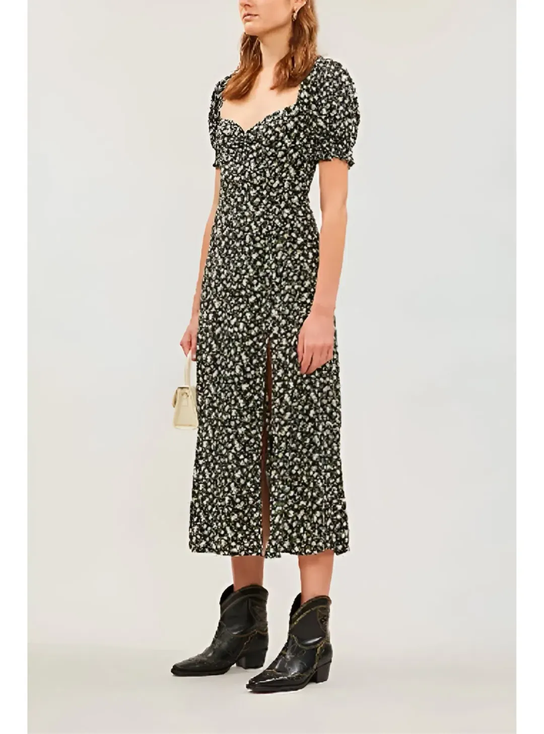 Reformation Lacey Cherie Abstract Print Midi Dress Floral Size UK 12 for rent on The Volte - main image