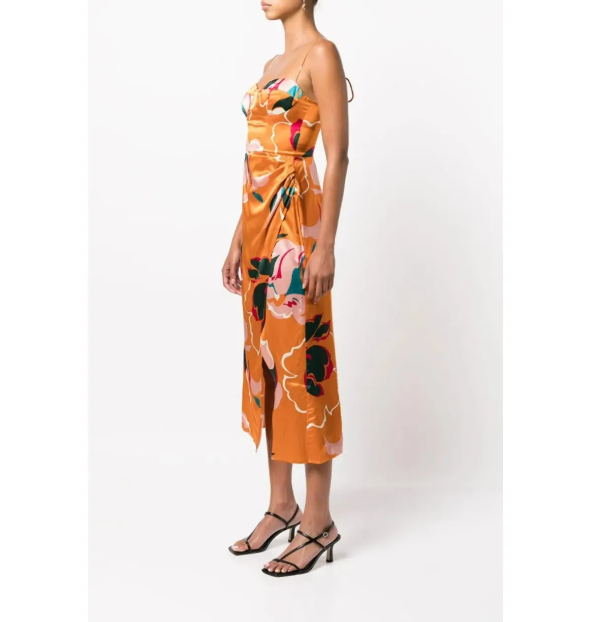 Reformation Marguerite Flambe dress Orange Floral Size UK 12 - Image 2