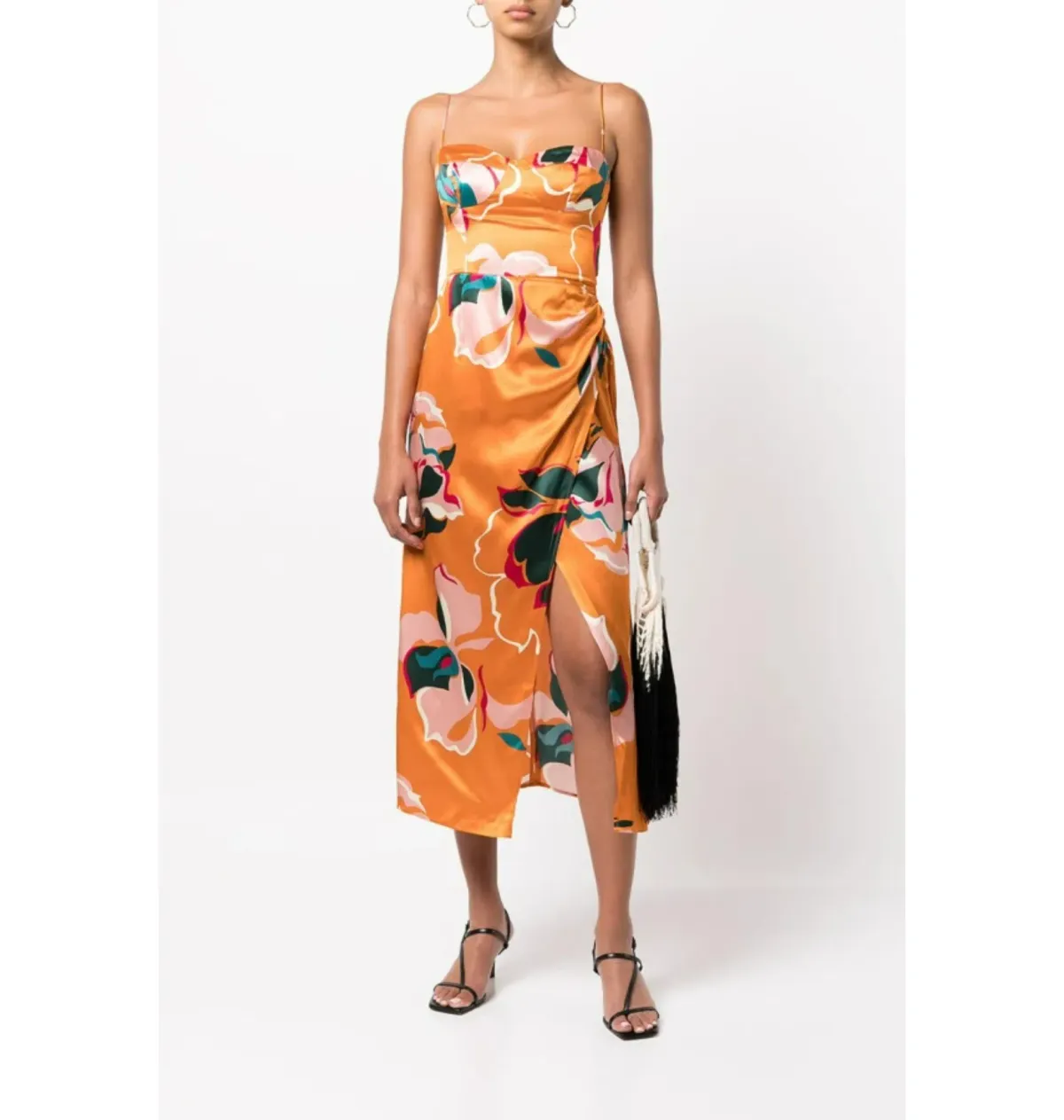 Reformation Marguerite Flambe dress Orange Floral Size UK 12 for rent on The Volte - main image