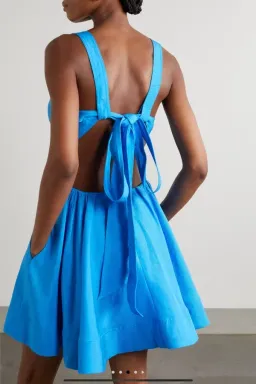 Aje Rent Clara Tie Back Mini Dress Blue Size UK 12 for rent on The Volte - image 2