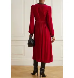Saloni Camille Velvet Bow Dress Red Size UK 12 for rent on The Volte - image 2