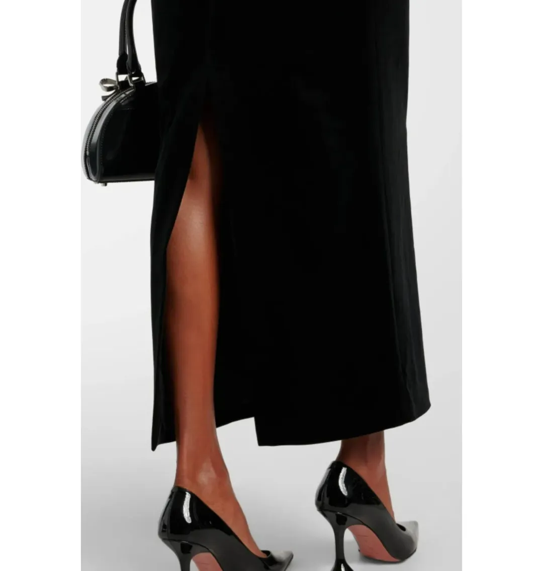 Self Portrait Peplum Velvet Puff Sleeve Dress Black Size UK 10 for rent on The Volte - main image