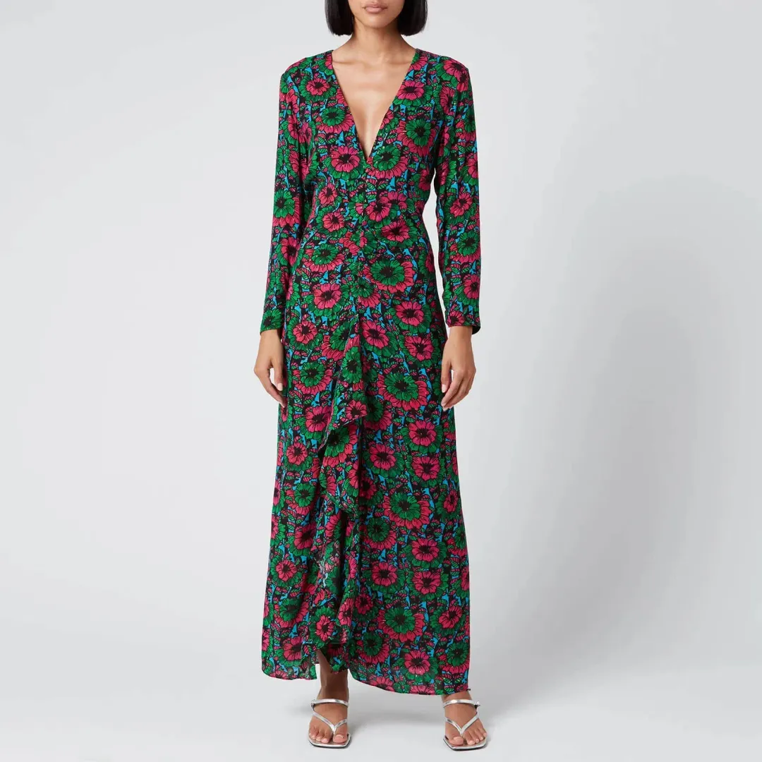 Rixo Rose Dress Hibiscus Floral Size UK 10 for rent on The Volte - main image