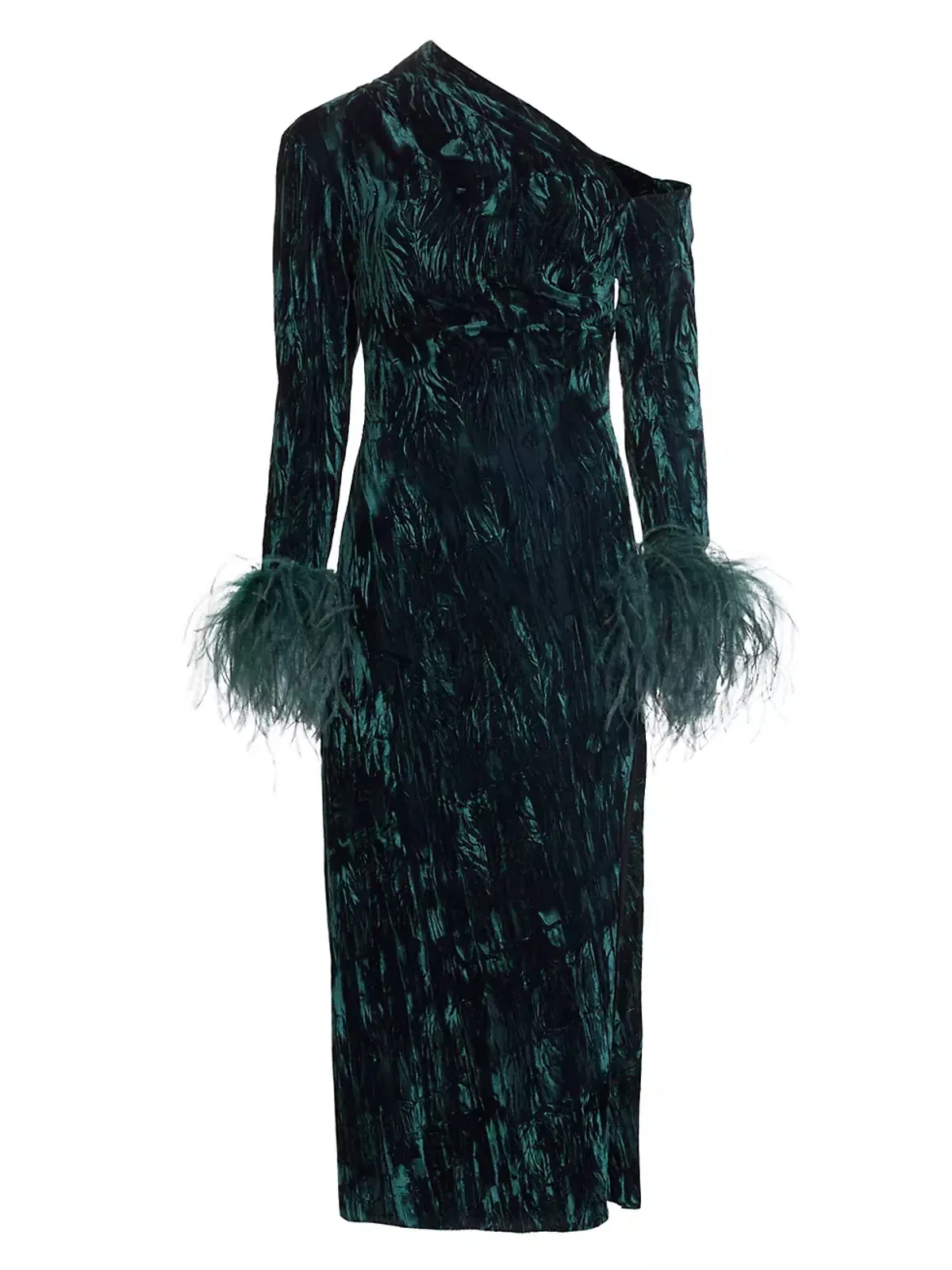 16Arlington Adelaide Velvet Feather Midi Dress Teal Size UK 12 - Image 5