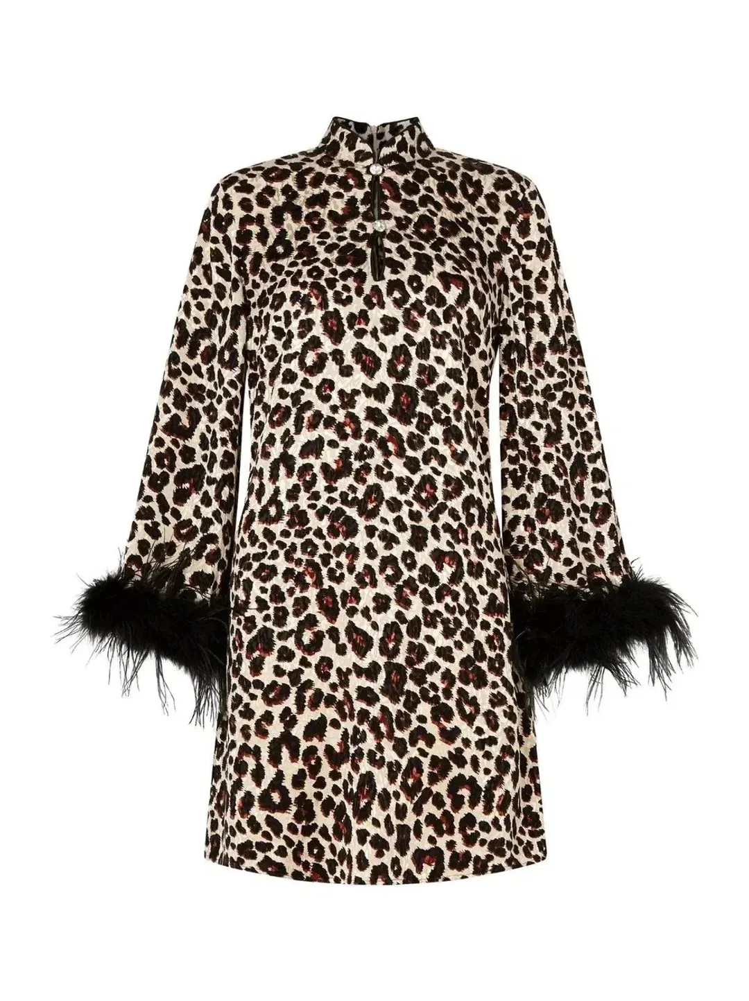 Kitri Kendra Leopard and Feather Mini Dress Print Size UK 12 for rent on The Volte - main image
