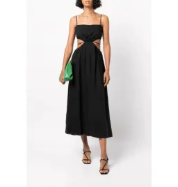 Reformation True Cut Out Midi Dress Black Size UK 12 for rent on The Volte - image 1
