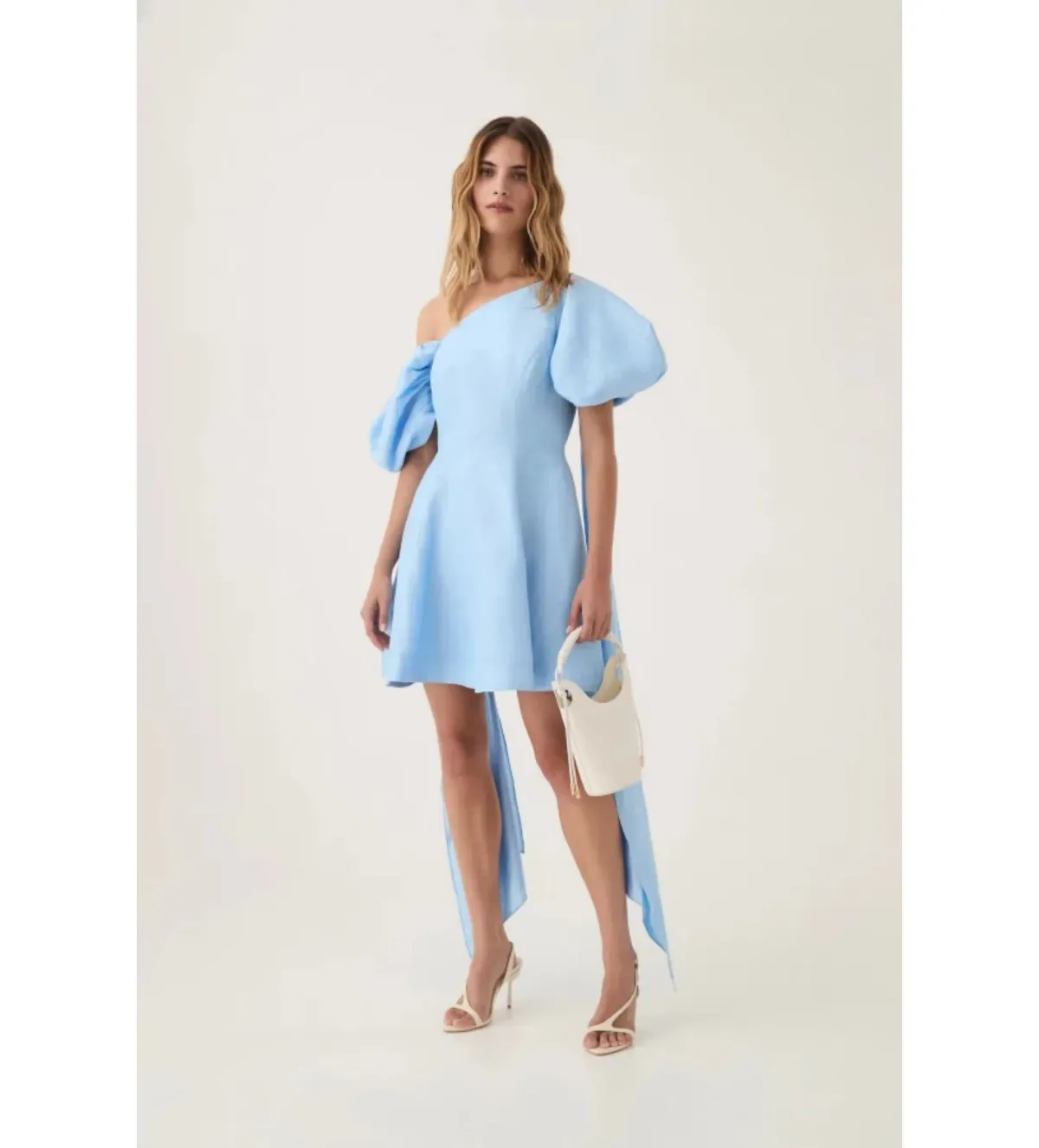 Aje Arista Mini Dress Powder Blue Size 10 for rent on The Volte - main image