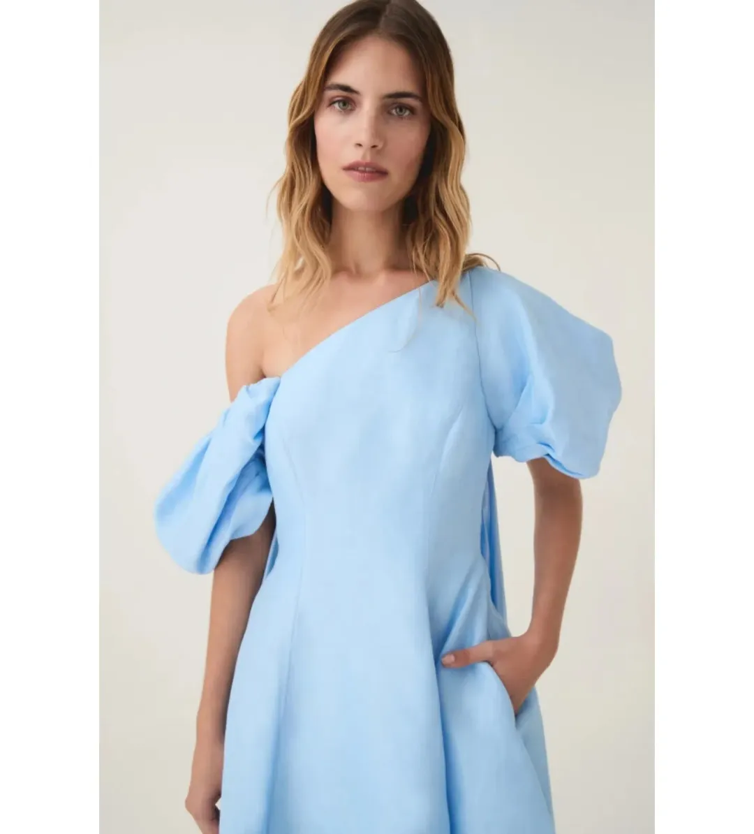 Aje Arista Mini Dress Powder Blue Size 10 for rent on The Volte - main image