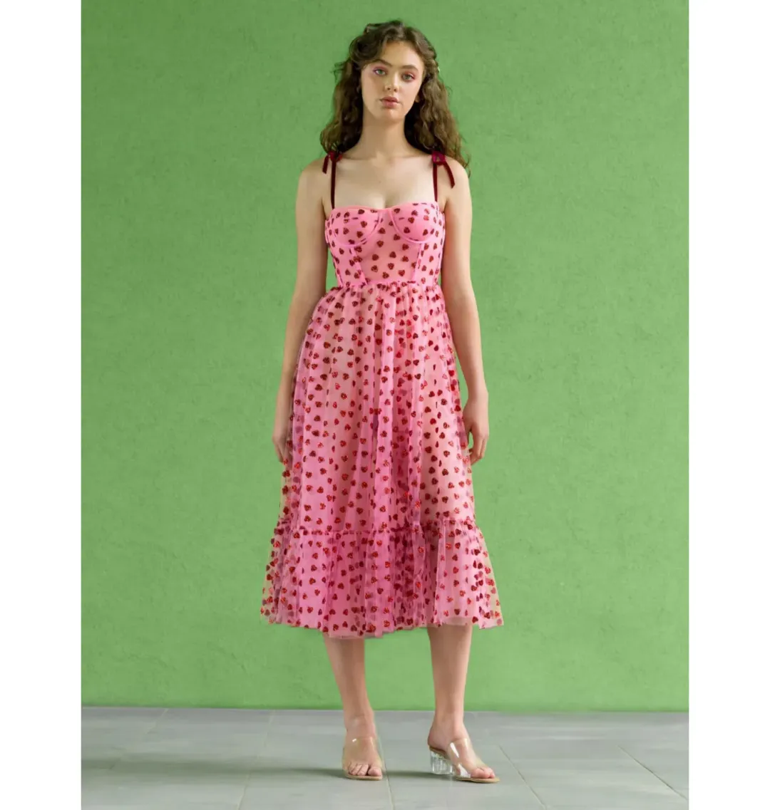 Lirika Matoshi Hearty Corset Dress Pink Size L / UK 12 for rent on The Volte - main image