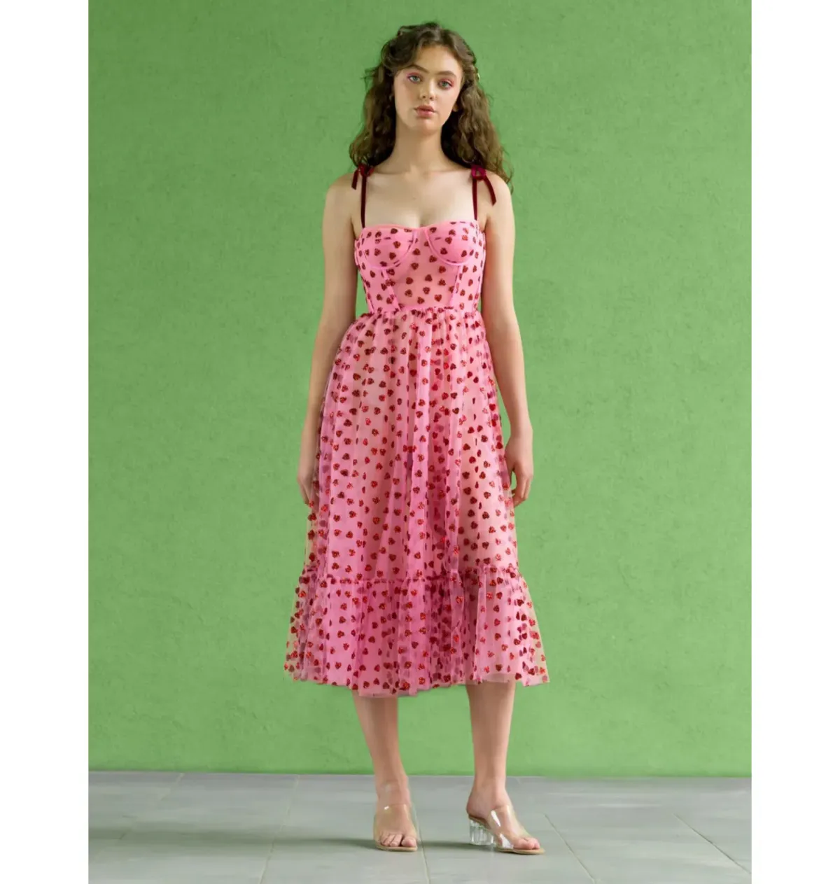 Lirika Matoshi Hearty Corset Dress Pink Size L / UK 12 - Image 1
