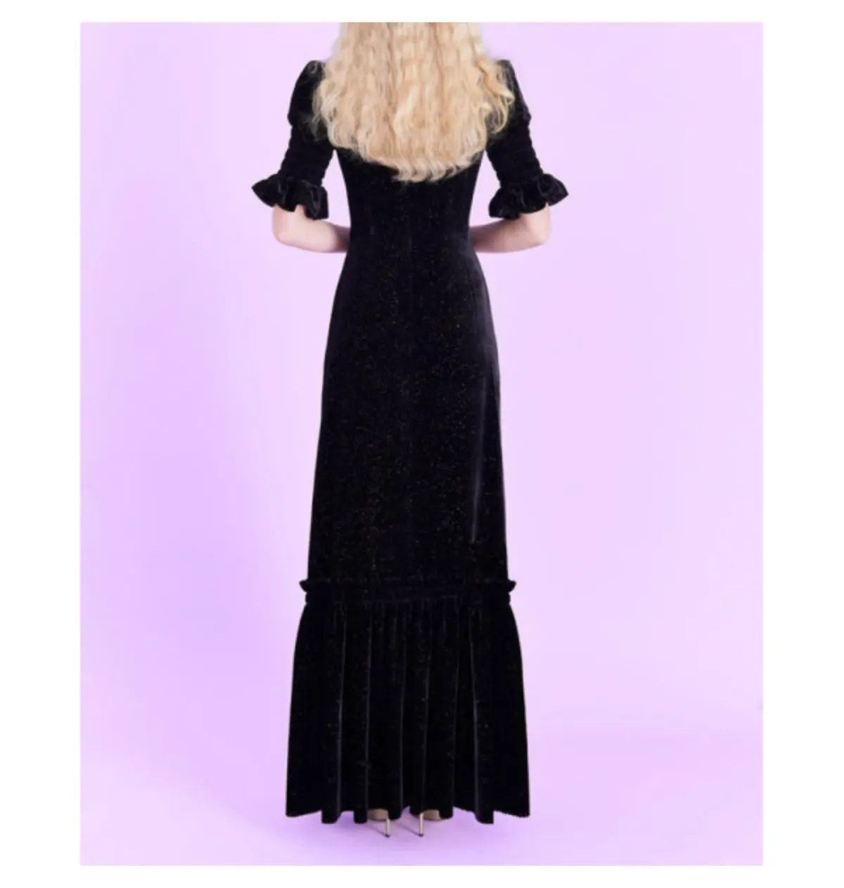 The Vampire’s Wife Night Flight Velvet Glitter Gown Black Size UK 10 - Image 2