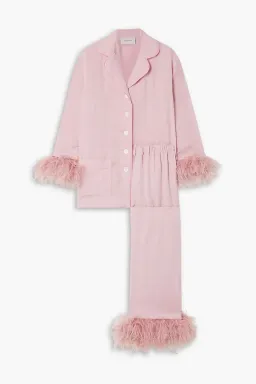 Sleeper Party Feather Trimmed Pajama Set Baby Pink Size M / UK 10 for rent on The Volte - image 4