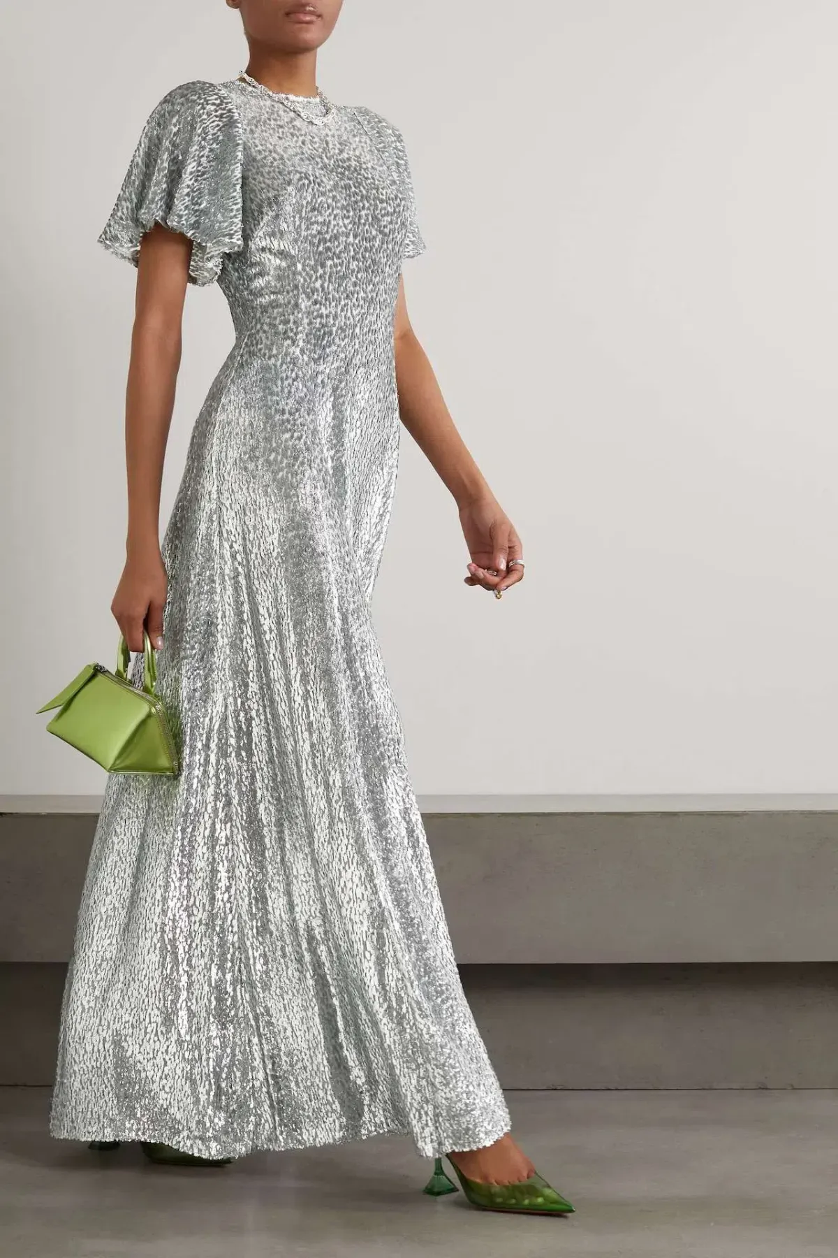 The Vampire's Wife Midnight Tremors Metallic Gown Silver Size UK 10 for rent on The Volte - main image