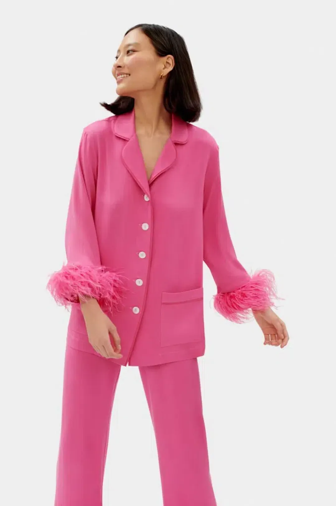 Sleeper Party Double Feathers Pajamas Set Hot Pink Size M / UK 10 for rent on The Volte - main image