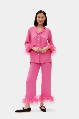 Sleeper Party Double Feathers Pajamas Set Hot Pink Size M / UK 10 for rent on The Volte - image 6