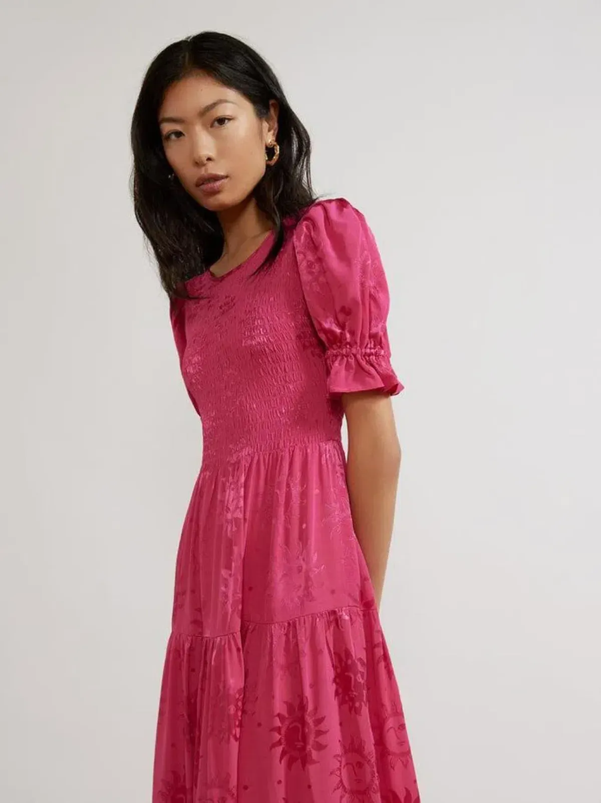 Kitri Persephone Sungod Shirred Dress Pink Size UK 14 - Image 2