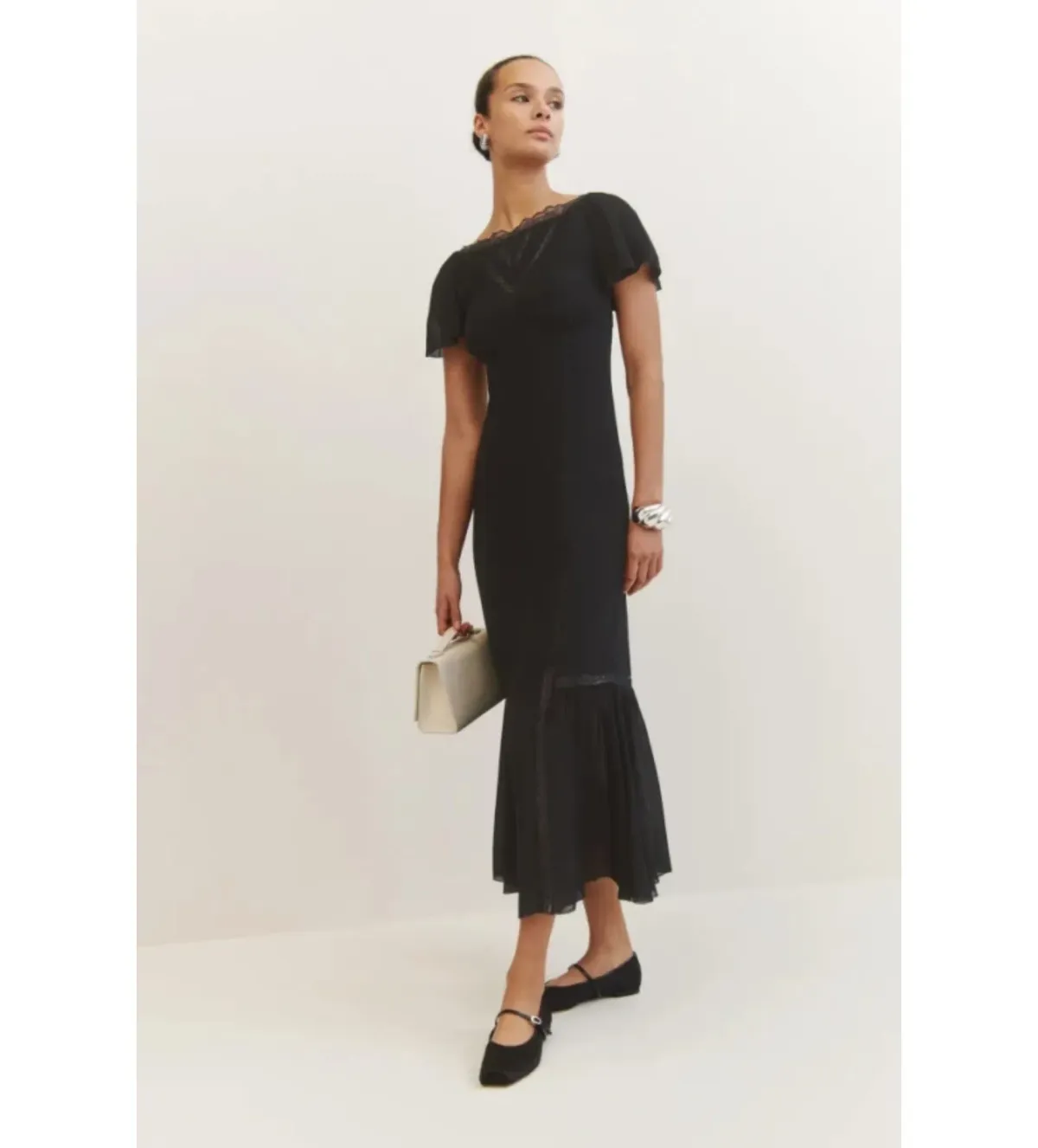 Reformation Domini Dress Black Size 8 for rent on The Volte - main image