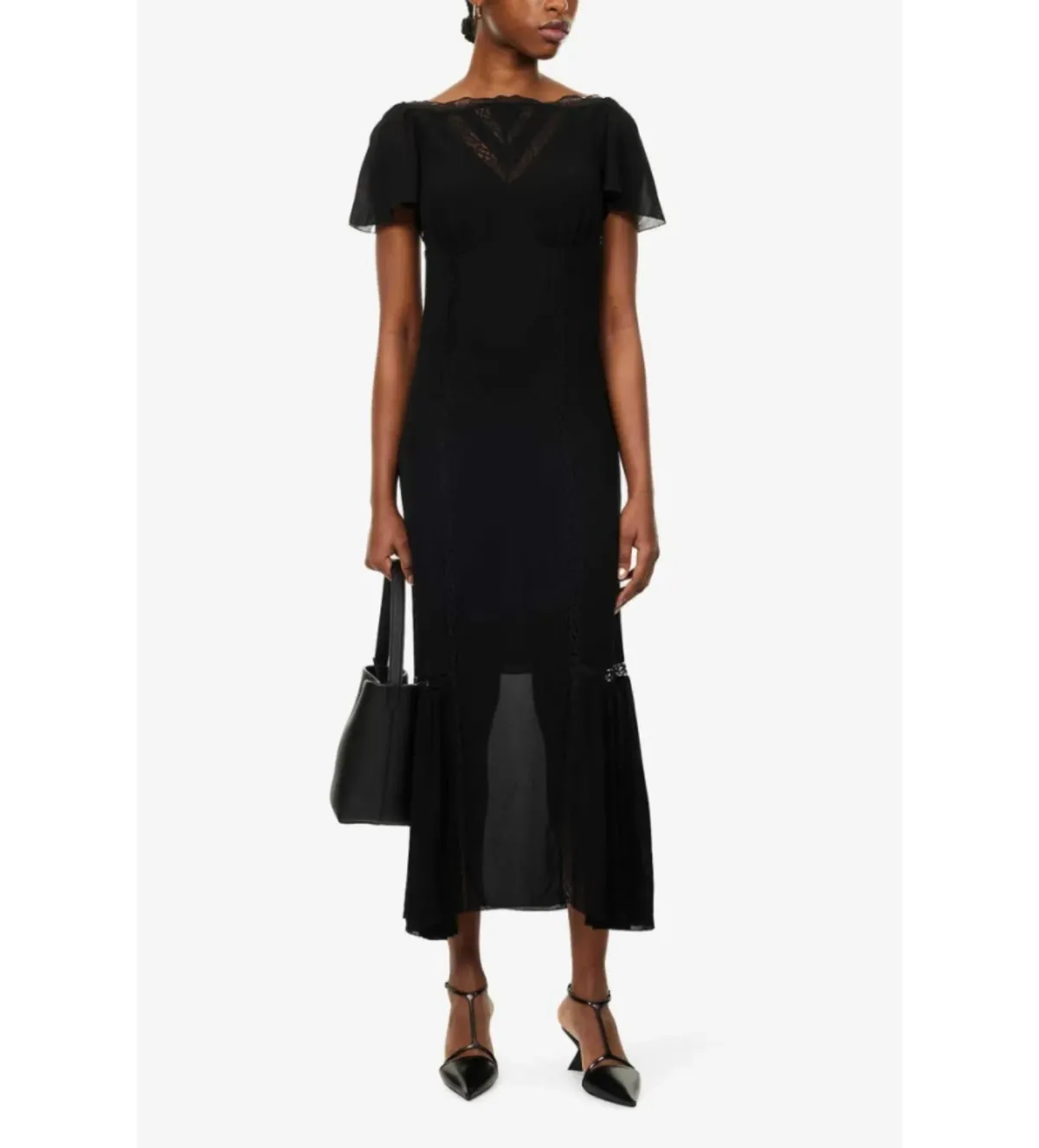 Reformation Domini Dress Black Size 8 - Image 2