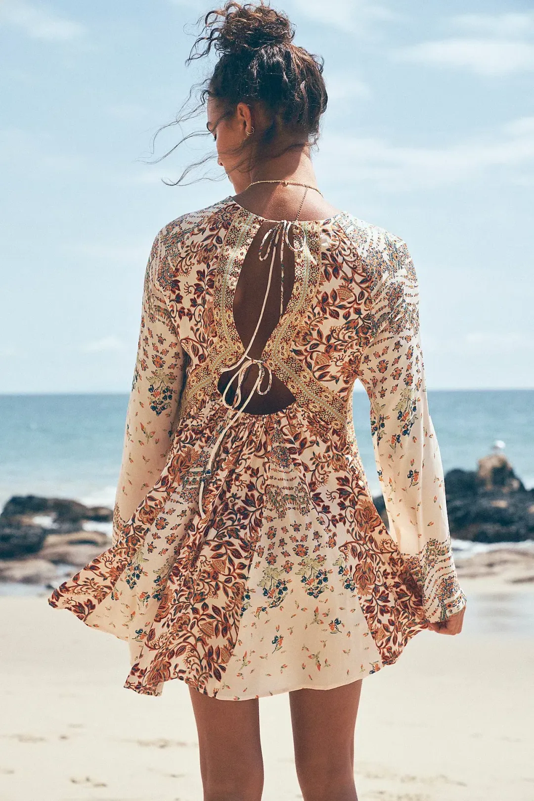 Free People Stevie Printed Tunic Mini Dress Tea Combo Size M / UK 10 for rent on The Volte - main image