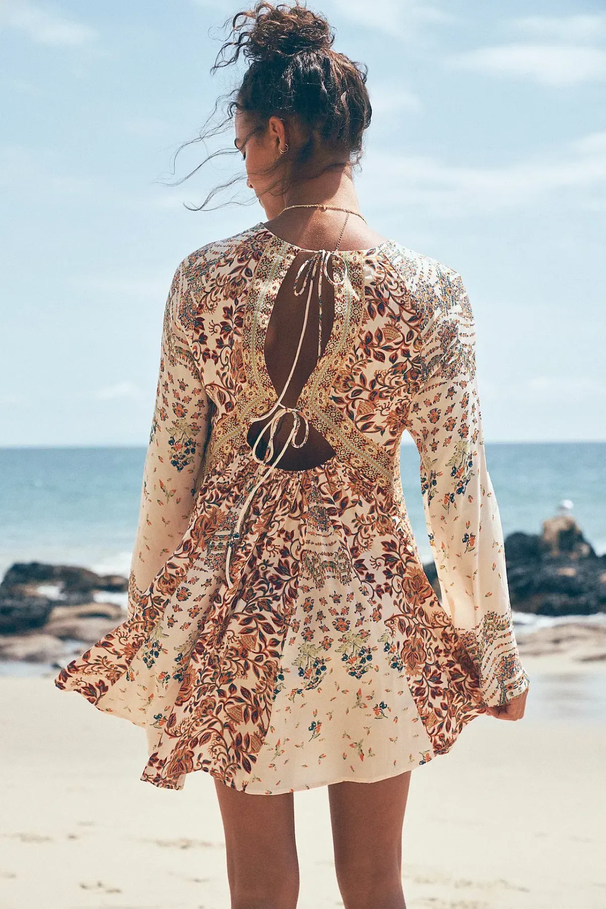 Free People Stevie Printed Tunic Mini Dress Tea Combo Size M / UK 10 - Image 4