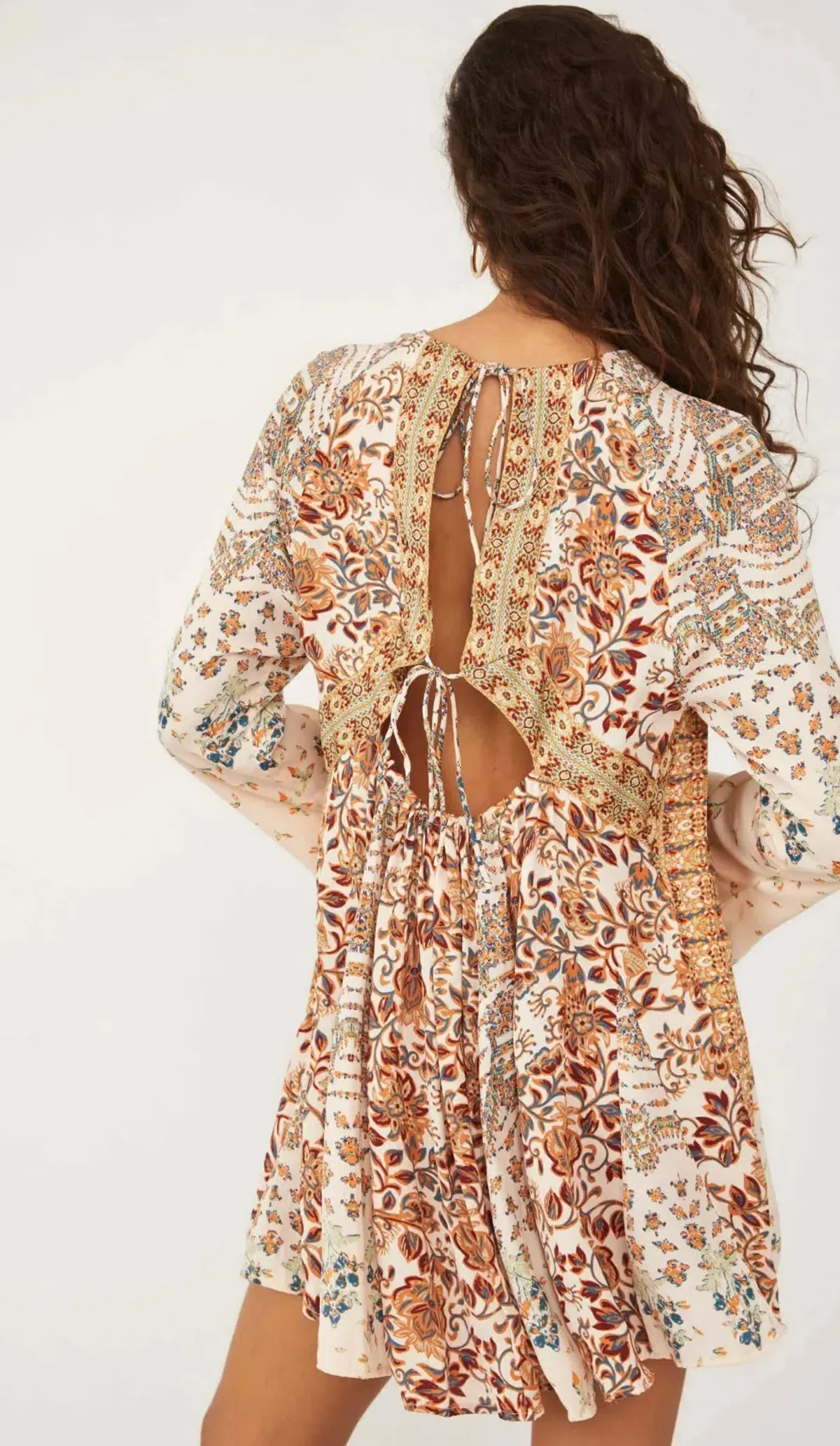 Free People Stevie Printed Tunic Mini Dress Tea Combo Size M / UK 10 - Image 6