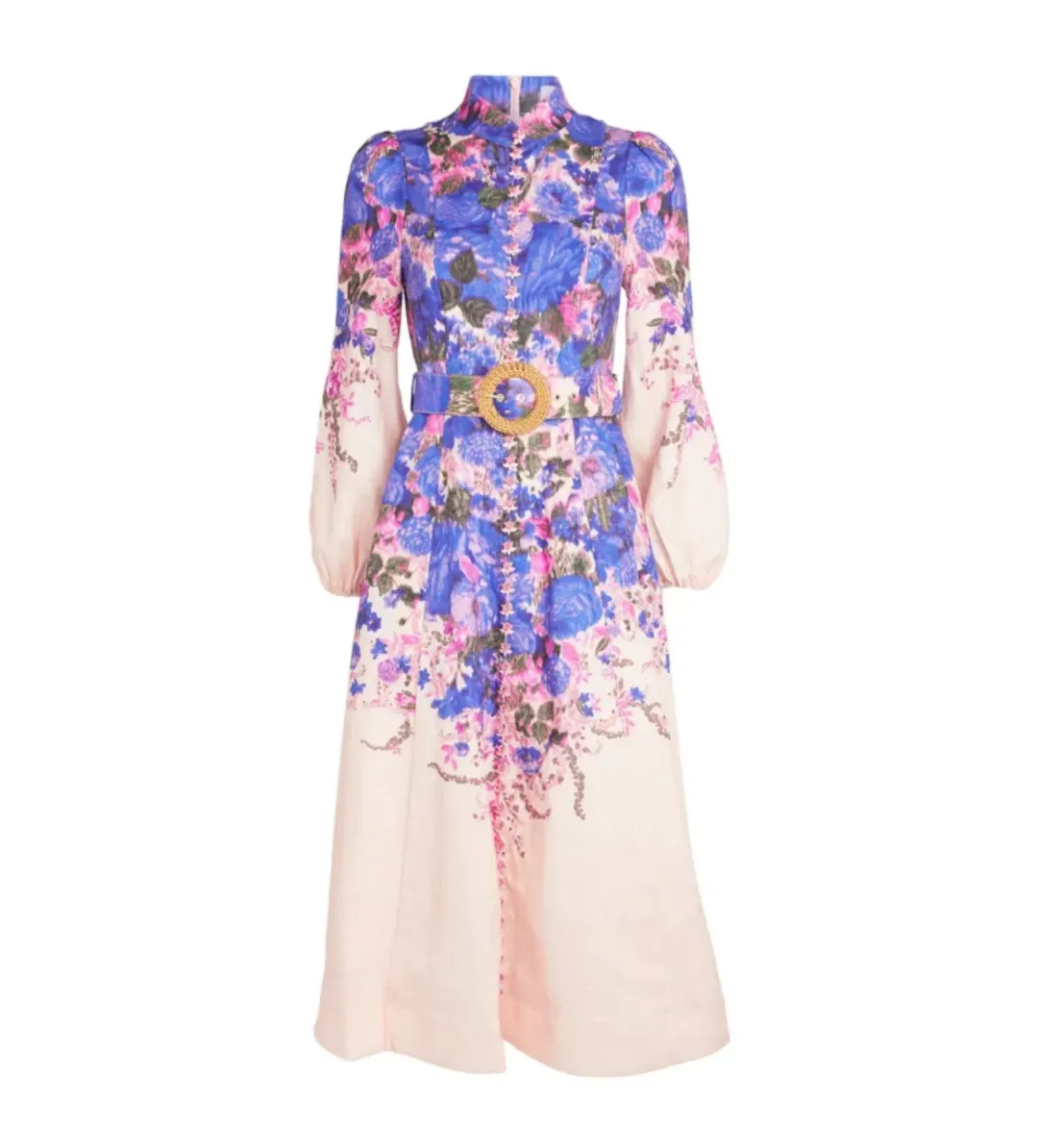Zimmermann High Tide Buttoned Midi Dress in Purple Ikat Floral Size 1/Au 10 for rent on The Volte - main image