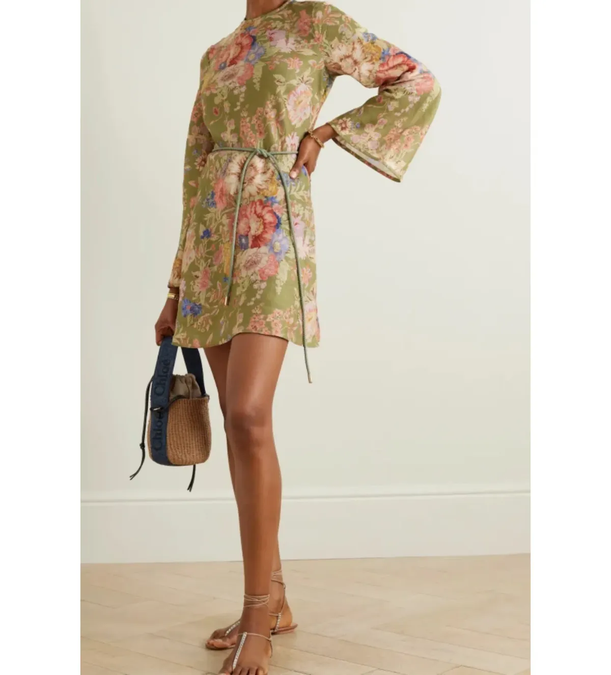 Zimmermann August Mini Dress Floral/Green Size 2/Au 12 - Image 1