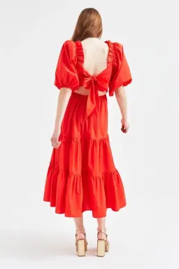 Queens of Archive Frida Midi Dress Red Size UK 10 for rent on The Volte - image 3