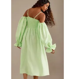 Sleeper Cancan Linen Maxi Dress Green Size XS / UK 6 for rent on The Volte - image 2