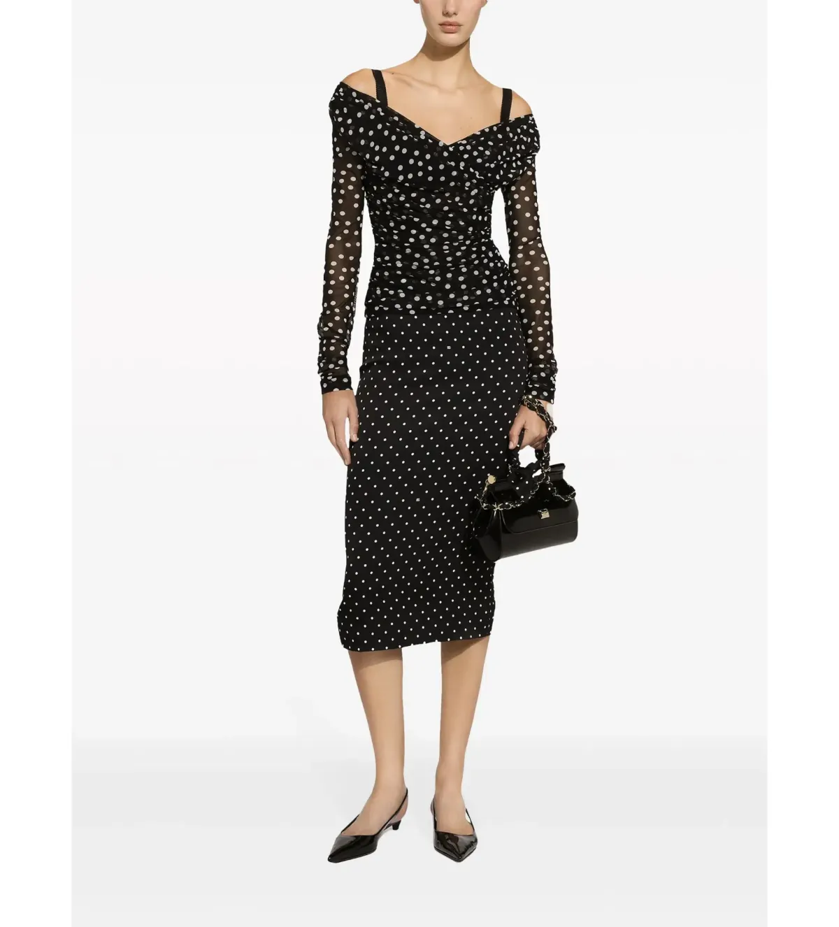 Dolce & Gabanna Polka Dot Pencil Skirt Size 42 / UK 10 for rent on The Volte - main image