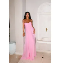 Alexander McQueen Strapless Silk Chiffon Draped Gown Pink Size 12 for rent on The Volte - image 1