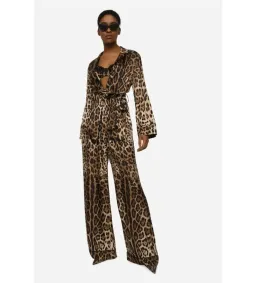 Dolce & Gabbana Silk Belted Blazer Leopard Size 12 for rent on The Volte - image 1