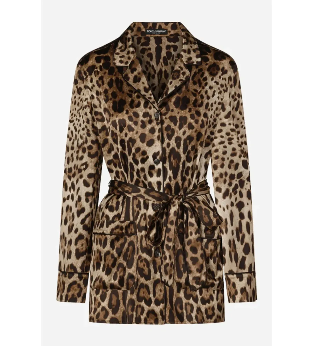 Dolce & Gabbana Silk Belted Blazer Leopard Size 12 for rent on The Volte - main image