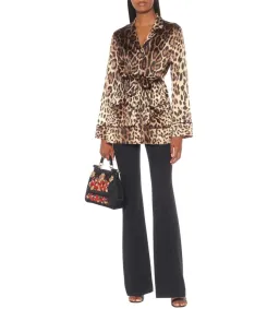 Dolce & Gabbana Silk Belted Blazer Leopard Size 12 for rent on The Volte - image 4