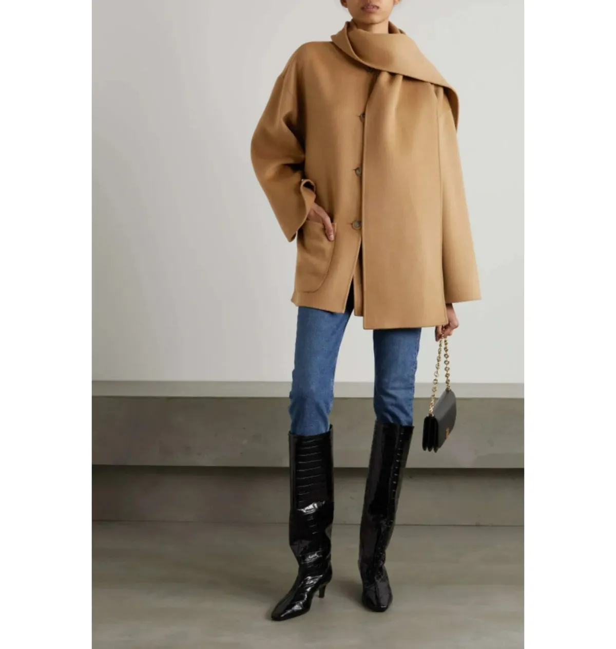Totême Double Scarf Jacket Camel Size UK 10 for rent on The Volte - main image
